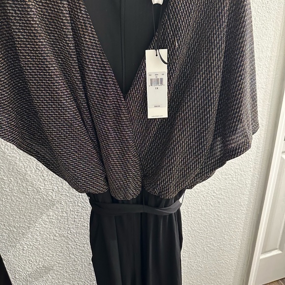 Calvin Klein Pants - Calvin Klein Black and Silver Textured jumpsuit NEW